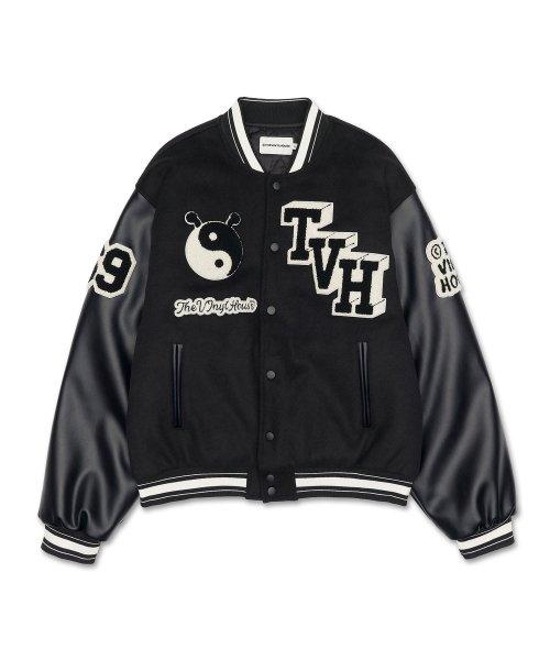YIN YANG VARSITY JACKET BLACK