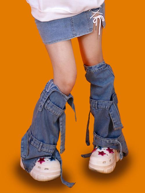 denim leg warmers