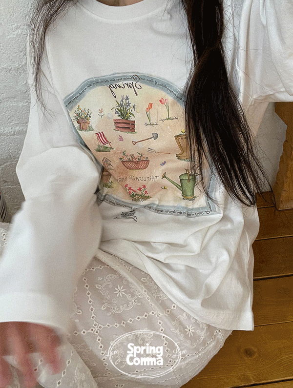 스프링콤마 [당일/MADE/국내] 플로라 루즈핏프린팅티셔츠 (단독주문만 당일 출고 가능!)