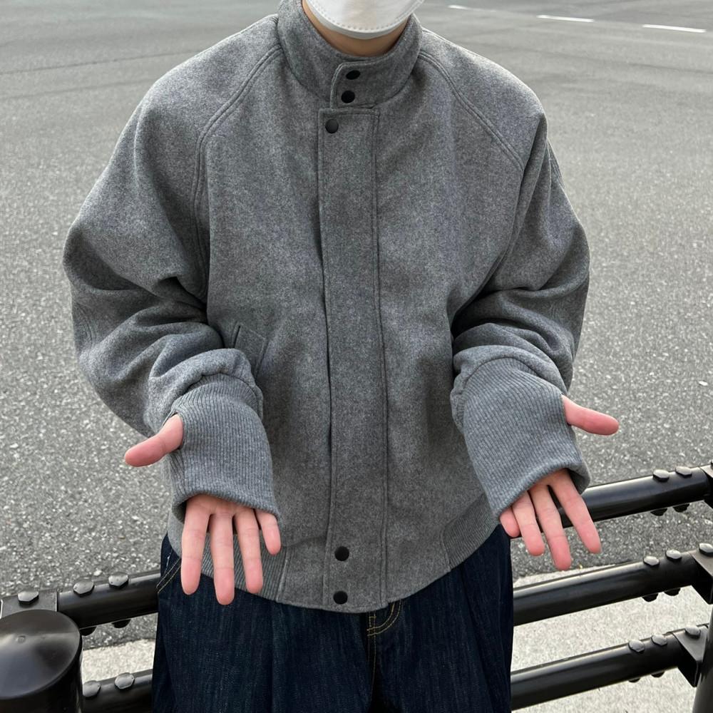 Handwarmer wool short blousion - 남자 핸드워머 울 크롭 블루종 겨울 아우터