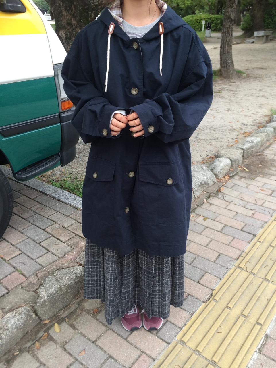 코이 체크 후드 야상 (2 color)