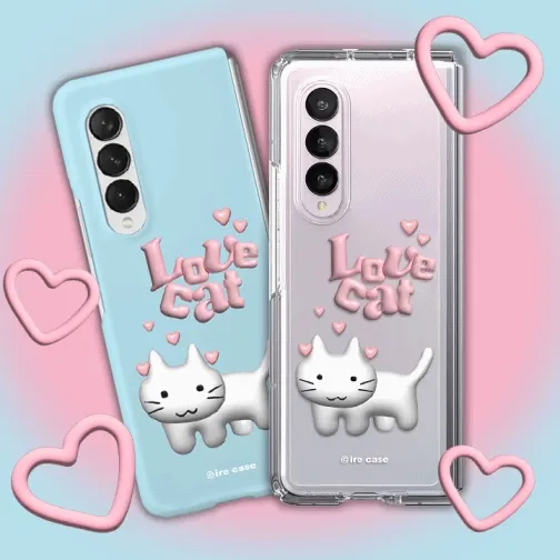 [에이블리 단독] 러브캣 변색없는 갤럭시 Z폴드6/5/4/3/2 투명 하드케이스