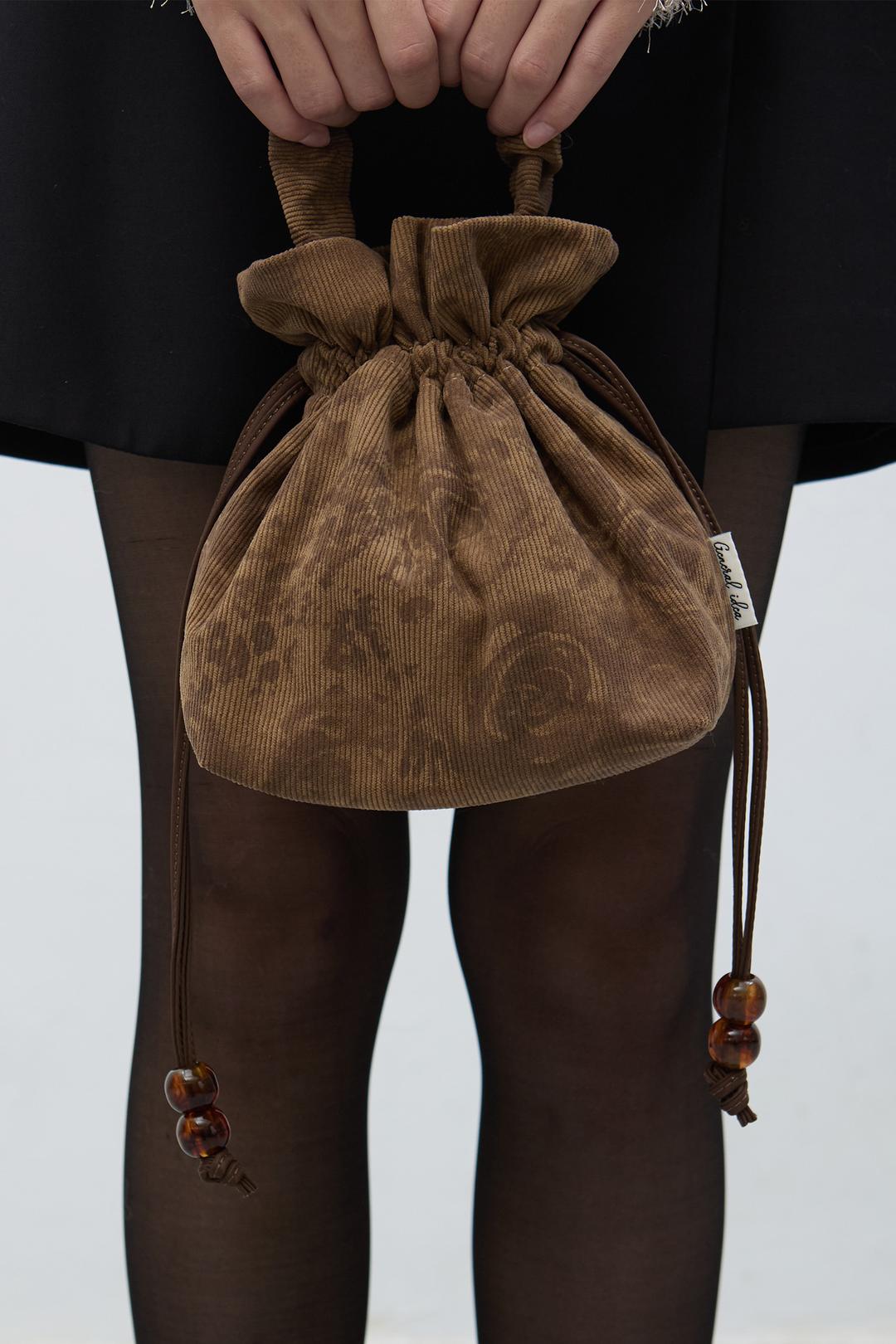 WOMAN 코듀로이 플로럴 버킷백 [BEIGE]