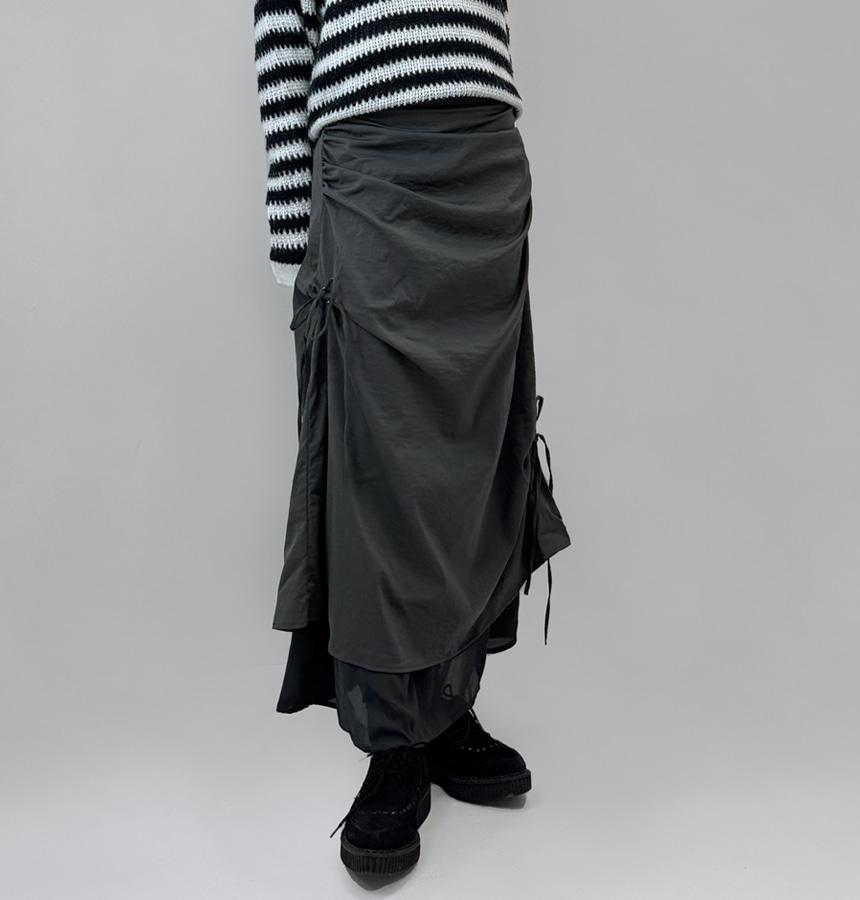 마스 레이어드 셔링 롱스커트