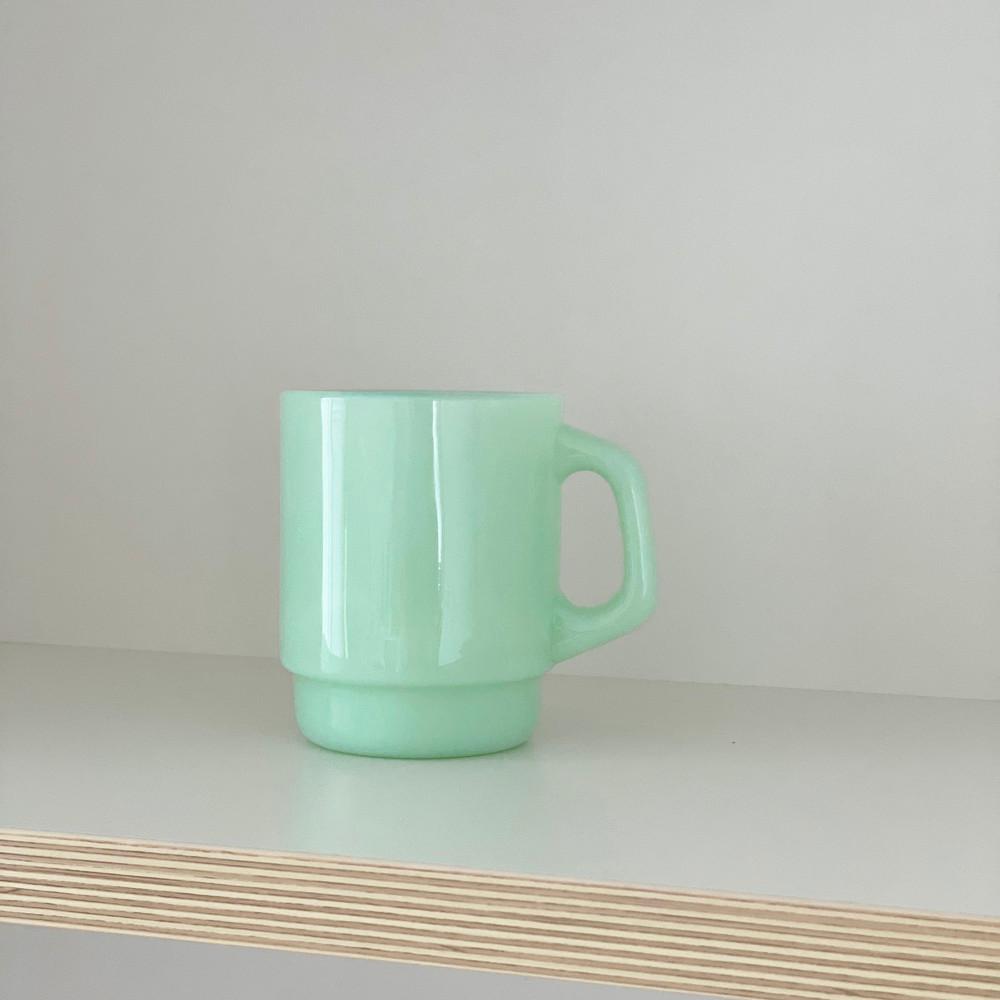 (당일출고) 핀테이블 빈티지 밀크글라스 레트로 머그컵 유리컵 민트