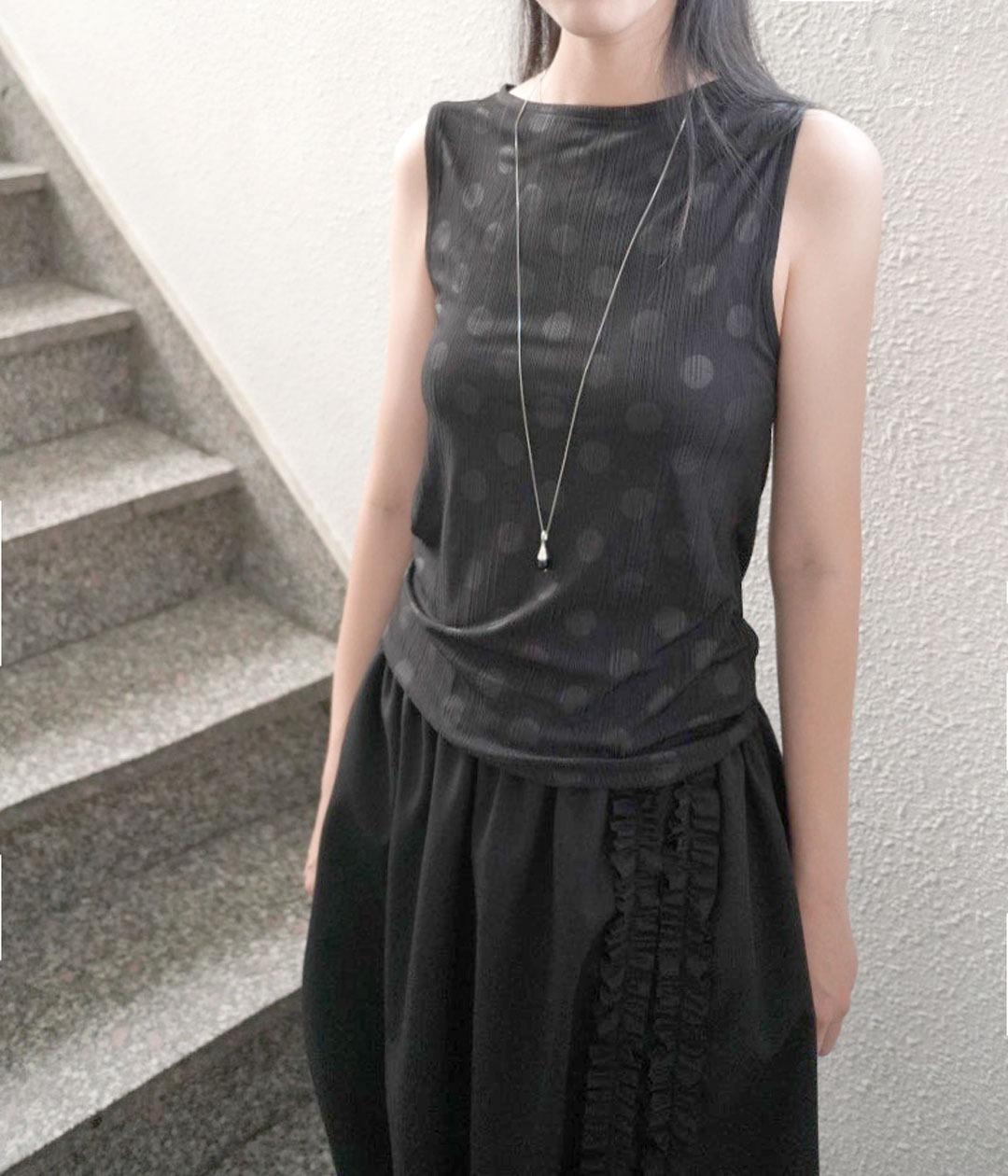 [fiebre] dot pleats sleeveless