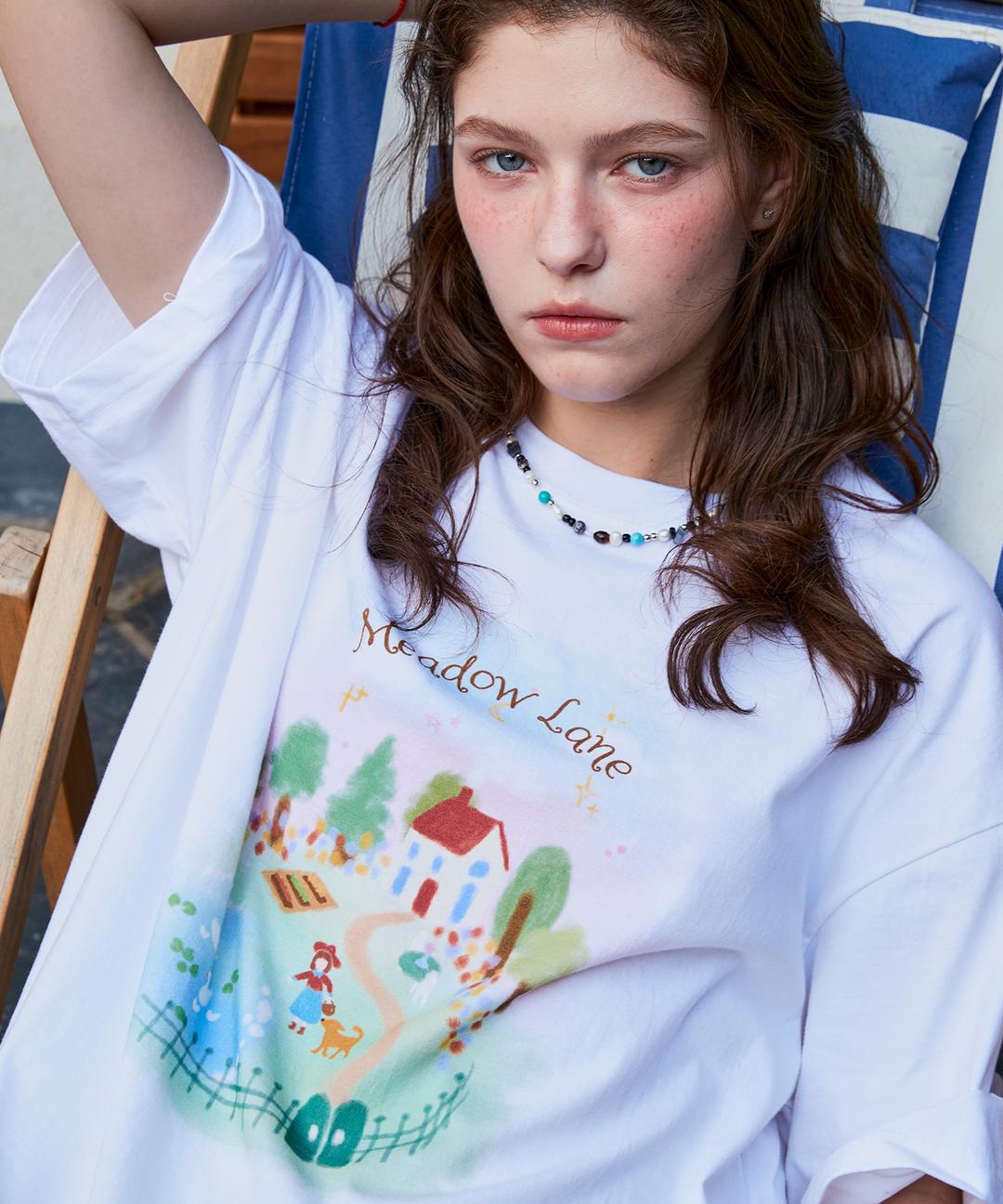 DTP 미도우 레인 반팔티 화이트