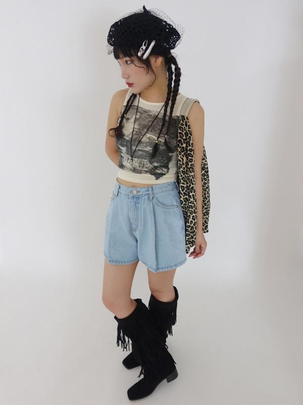 [M당일출고]A-PINTUCK DENIM SHORT PANTS (LIGHT BLUE)