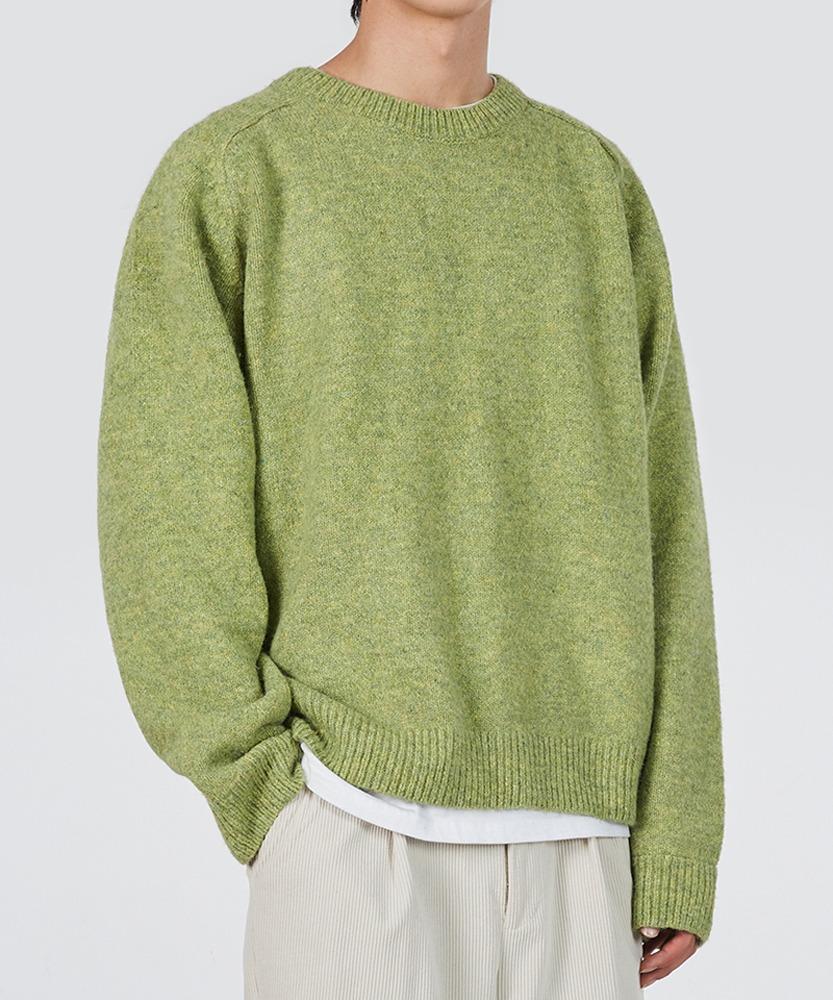 오버핏 소프트 레글런 스웨터 니트 내츄럴그린