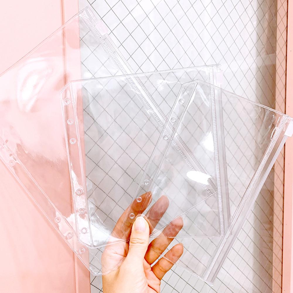 6공 다이어리 투명 수납 포켓 지퍼백 A5 A6 148x160전용