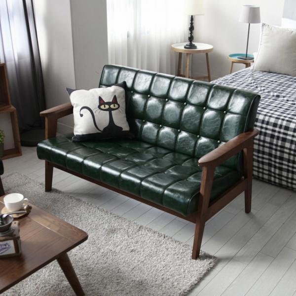 로즈마리 원목 인조가죽 2인용 소파