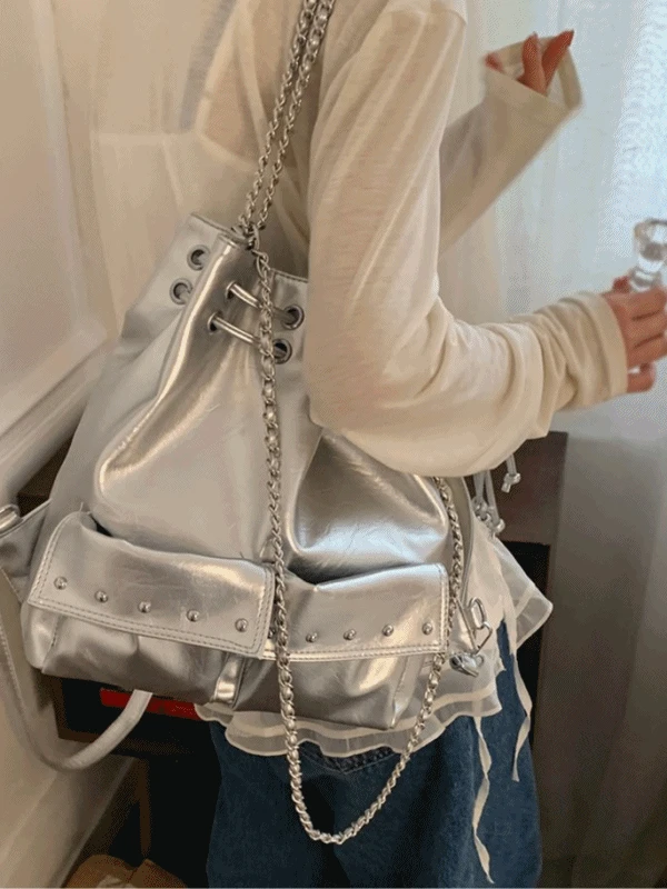 [ 3way / 3color ] 뮤트 숄더 체인 크로스 백백