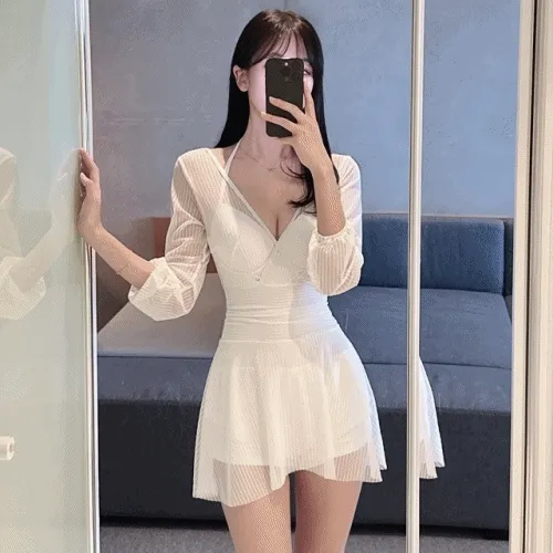 [당일출고/감사할인💙] 체형커버 별빛 시스루 섹시 홀터넥 원피스 모노키니 수영복