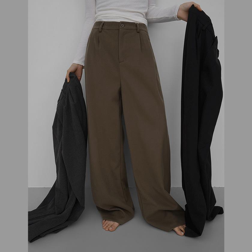 [키큰여자]노컷322*히든밴딩모직투핀턱슬랙스