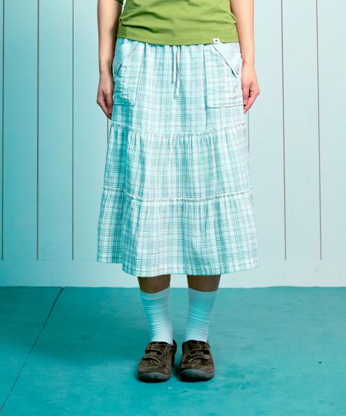 (w) TCM frill pocket check skirt (green)