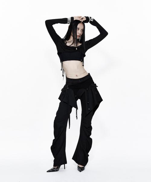 Layered Strap Pants Black