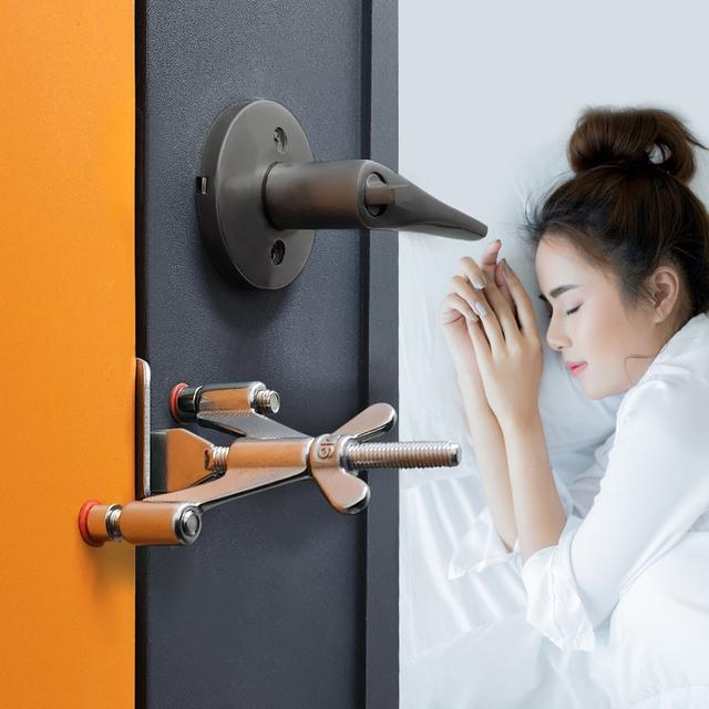 문잠금장치 방문 호텔 시건장치 휴대용 도어락 현관문 이중 안전고리 여닫이 문걸쇠
