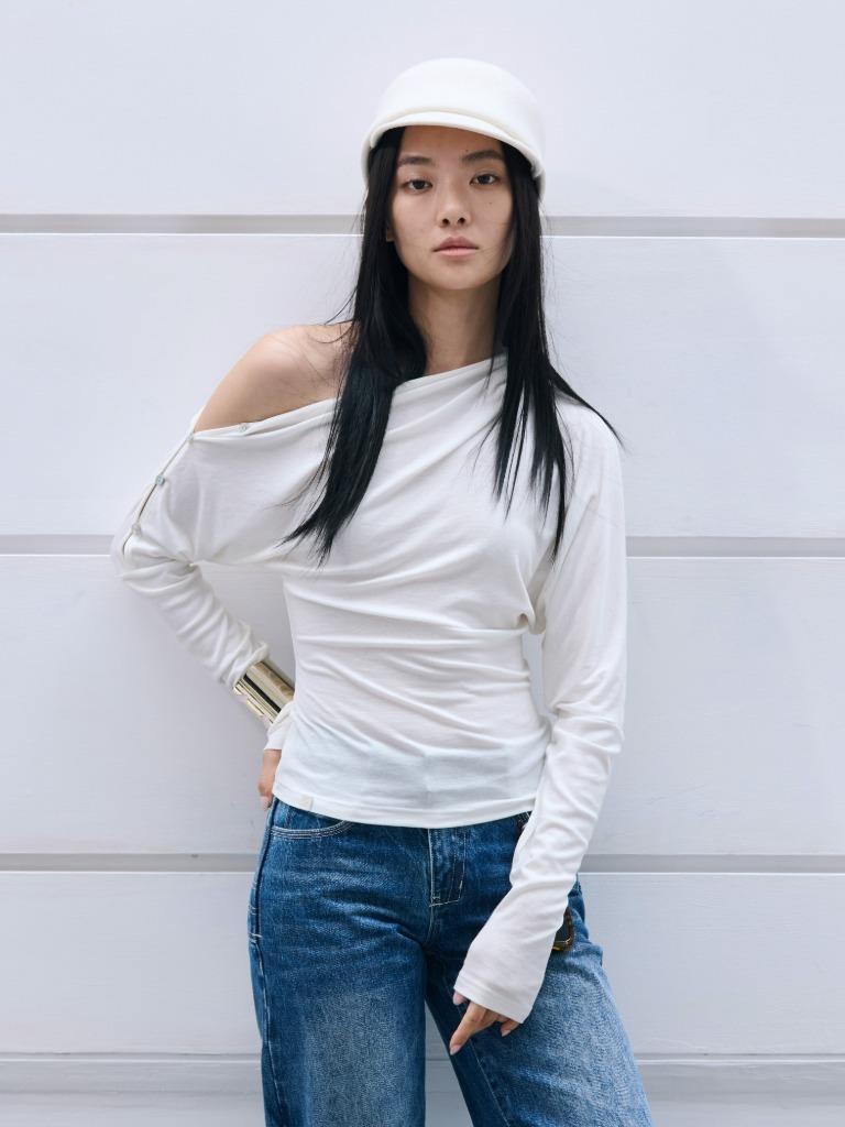 Tencel Wool Button Adjustable Cross Two-Way Long Sleeve