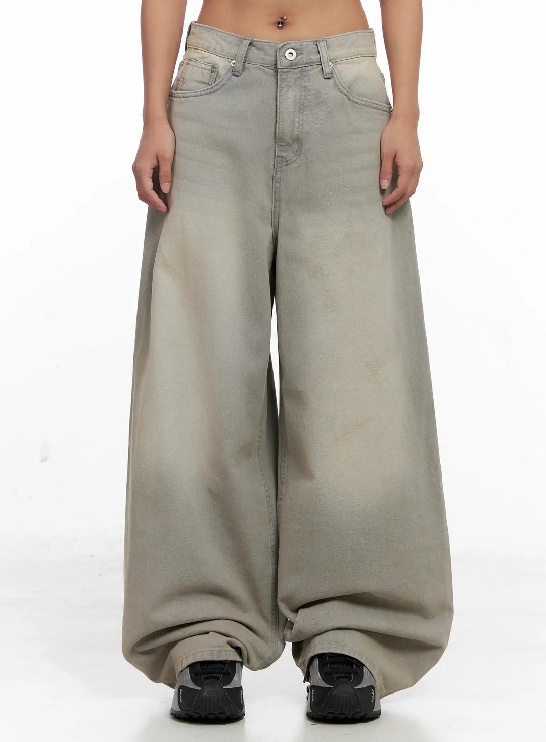 Ximena Casual Wide Leg Grey Jeans CS522 - Gray / S
