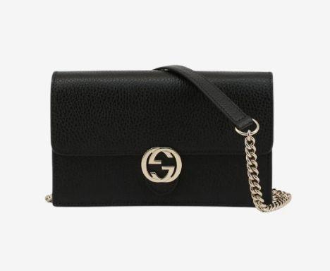 인터로킹 미니 GG 체인 크로스백 블랙