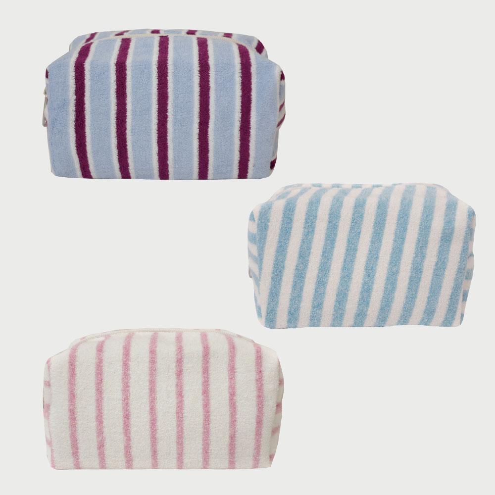 [언폴드] "선물/파우치" Stripe terry pouch - Large (3colors)