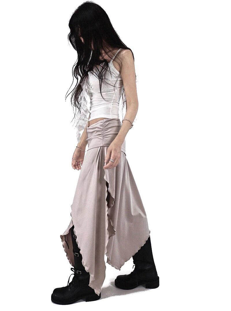 [5월초입고] FREE JERSEY FLARE UNBALANCED LONG WRAP SKIRT  프리 져지 플레어 언발 롱 랩스커트
