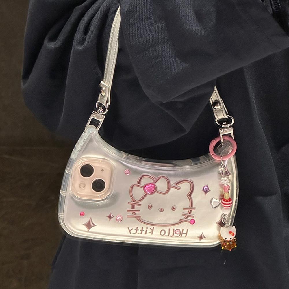 키치 비즈 실버 키티 폰케이스 가방