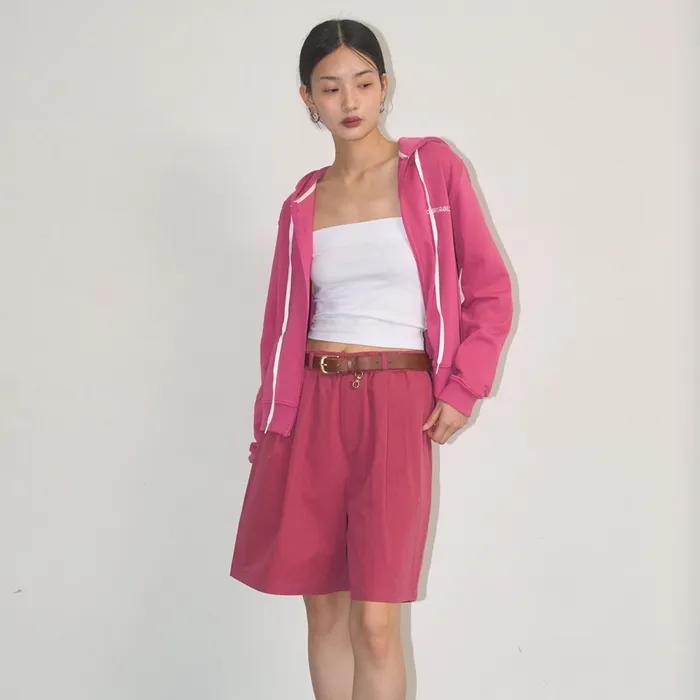 Minimal Hood Zip-up / Rose