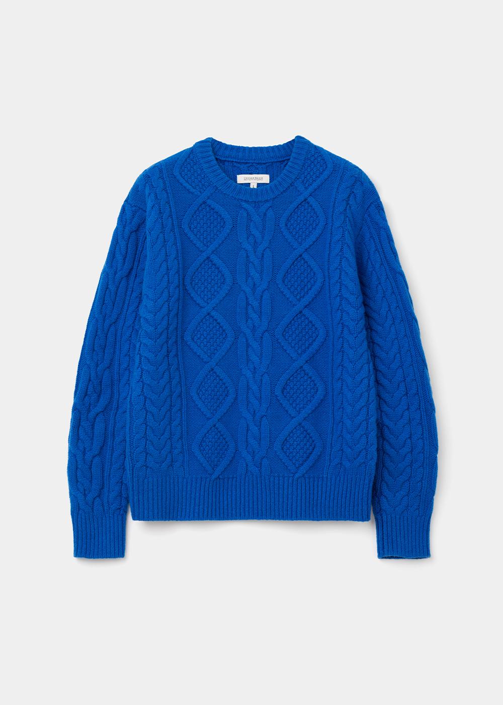 cable crew neck knit blue