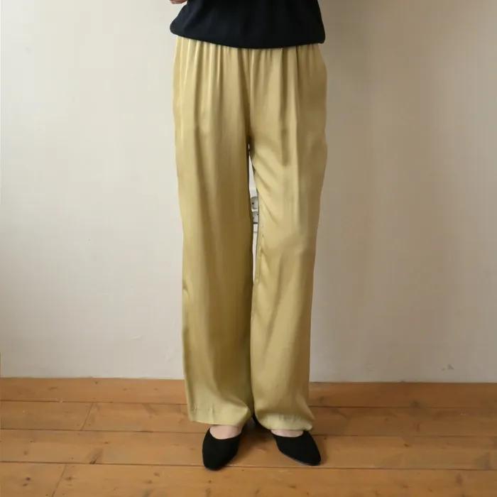 Wave Satin Pants [Olive]