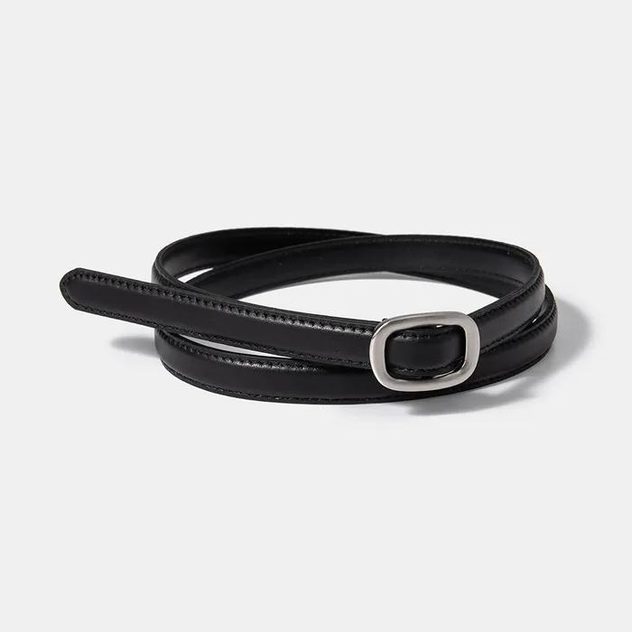 (W) simple slim belt (T008_black)