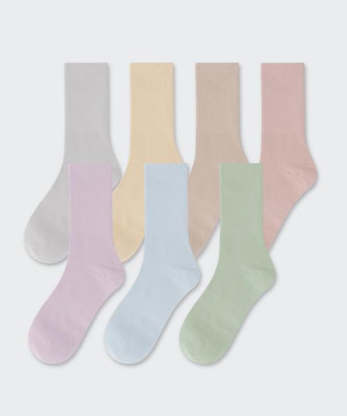 라이트웨이트 크루 삭스 7팩 [페일 파스텔]