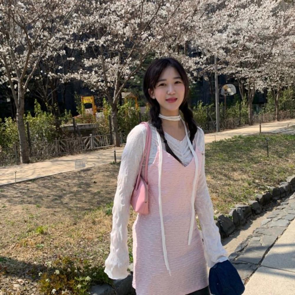 러빈 링클 뷔스티에 나시 끈 미니원피스