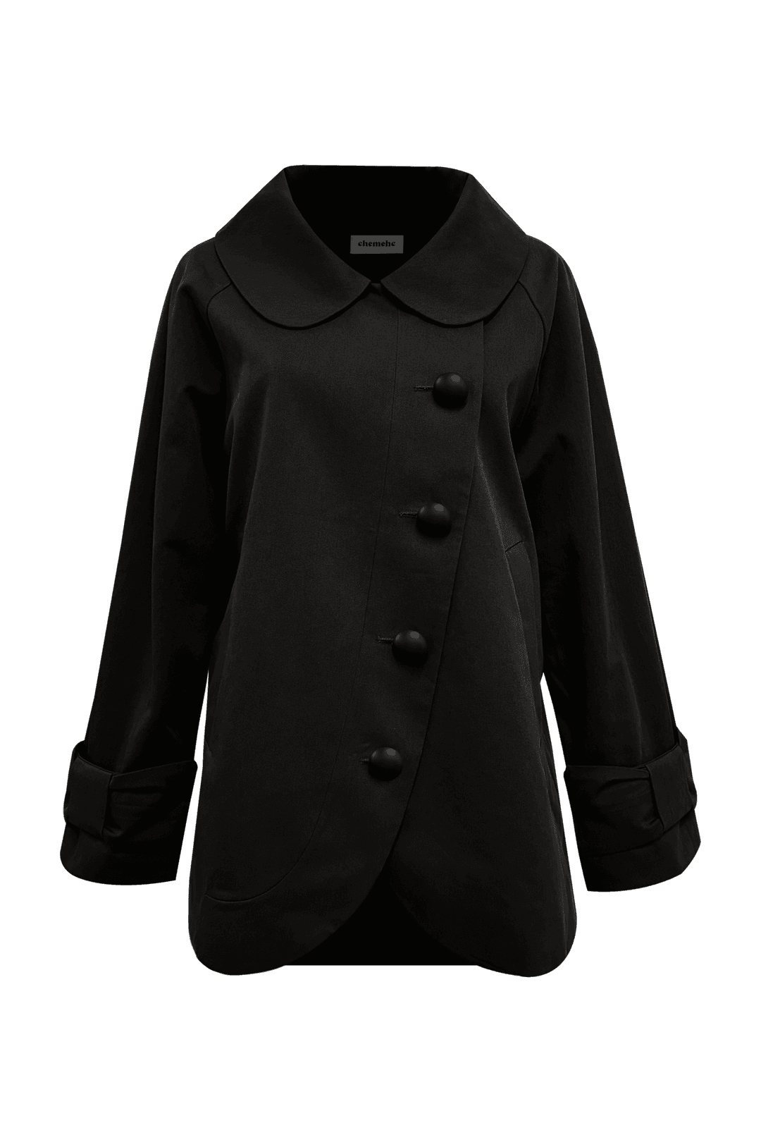 [09.18 순차출고] BOW ROUND COTTON HALF COAT (BLACK)