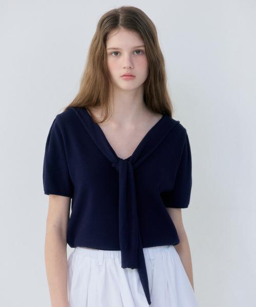 Layered Half Sleeve Knit (Navy)