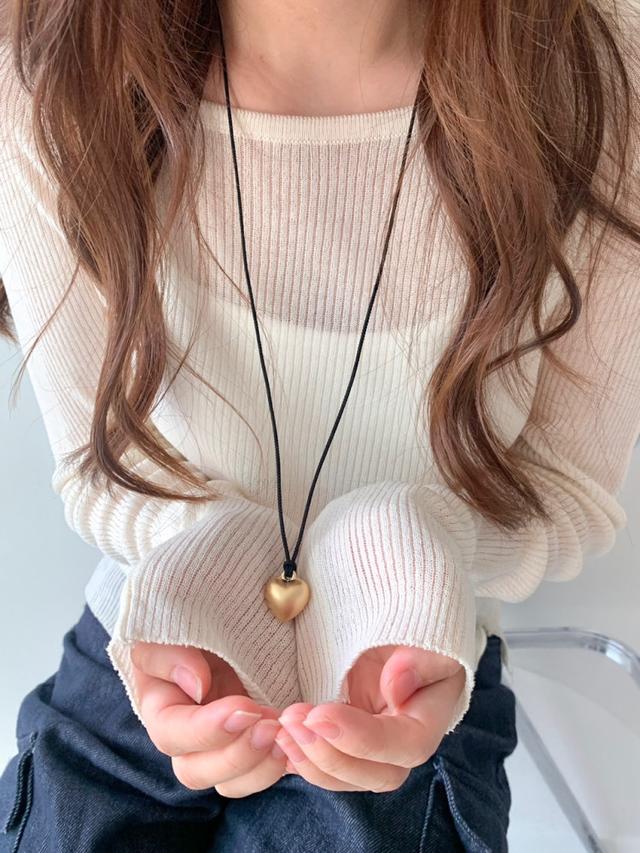 브릭 매트 하트 목걸이 2 color