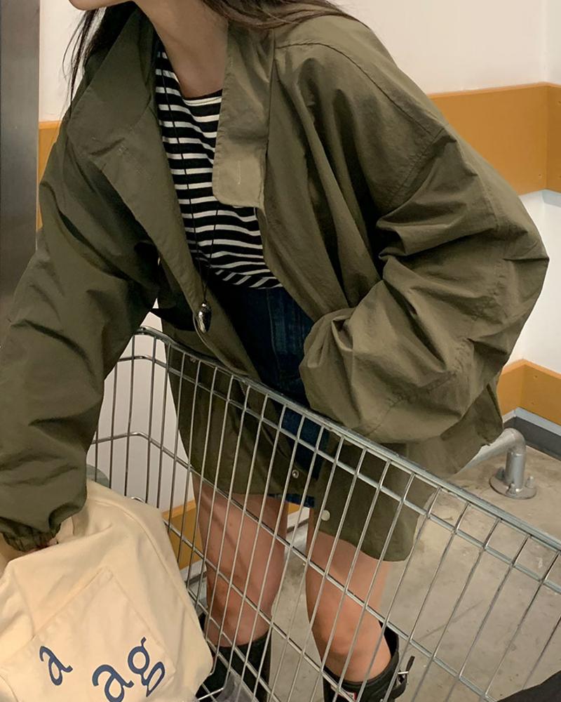 베이델리 [MADE/간절기템]리턴 오버핏 투웨이 핀턱 야상 자켓