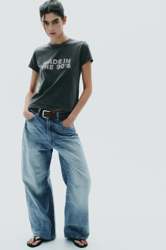 ウォッシュドエフェクト ラインストーンＴシャツ