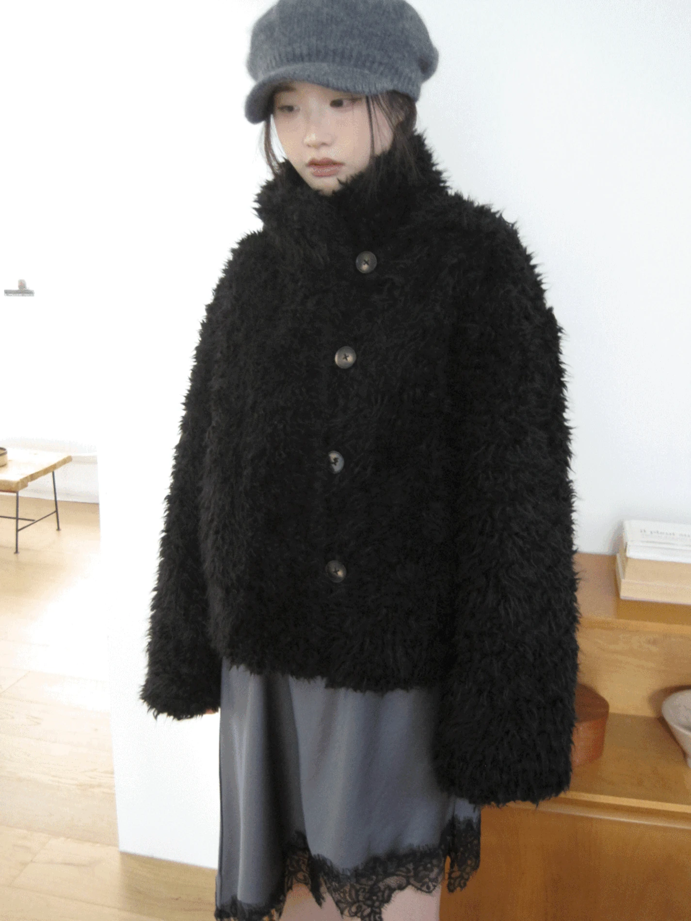 하이넥 토글 레더 퍼 자켓 (2color)