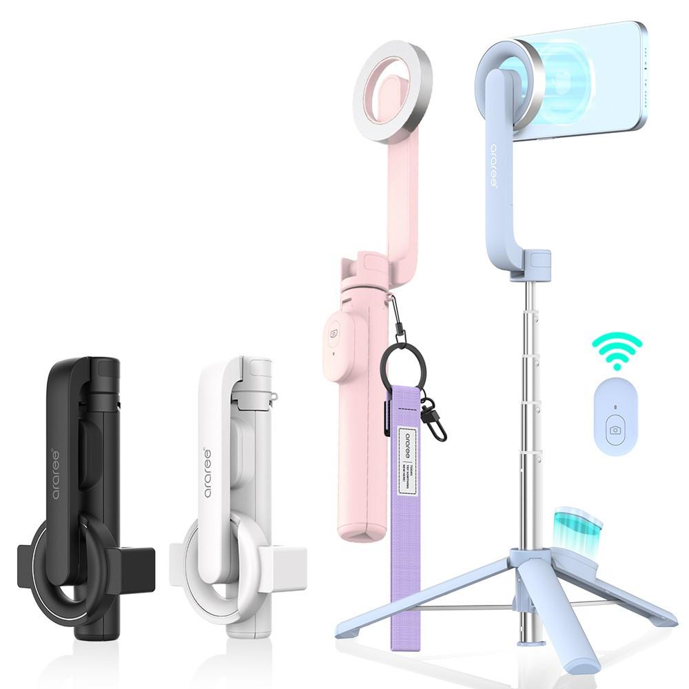 [신상컬러 출시] 아라리 맥세이프 셀카봉 블루투스 삼각대 리모컨 맥피포드