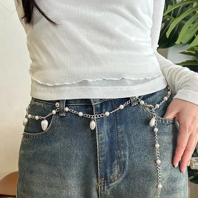 하즈 하트 레이어드 체인 스트랩 벨트