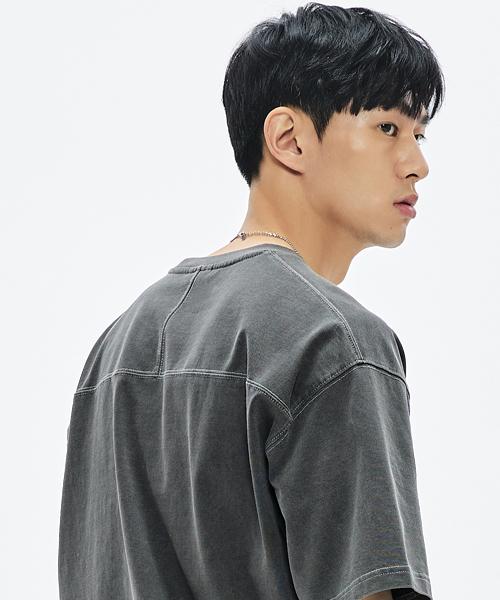 460G 컷 헤비 피그먼트 티셔츠-차콜-