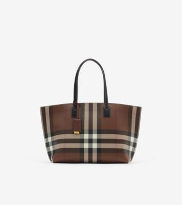 미디엄 체크 토트 (다크 버치 브라운) - 여성 | 공식 Burberry®