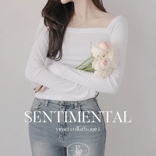 [🩰쇄골메이커🩰/3way] 단독제작) 센티멘탈 여리쇄골 세미오프 스퀘어넥 롱슬리브 탑 t - 5color