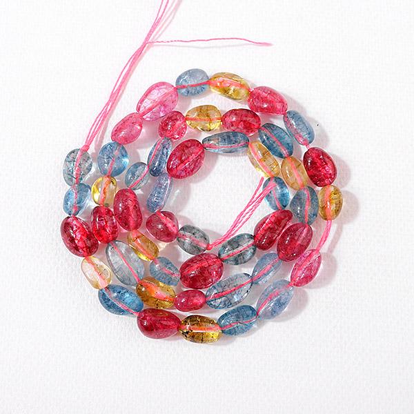 [5480-10]원석 못난이옥 약6x8mm 멀티컬러침수정 ,반줄(약19cm)