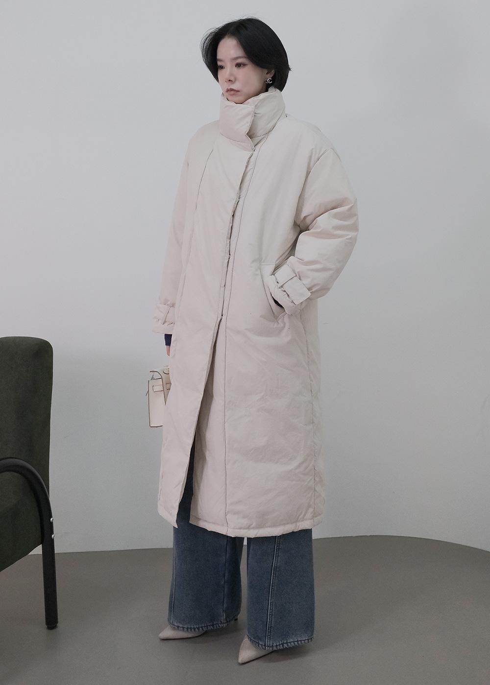 하이넥 화이트 덕다운 롱패딩	JK257