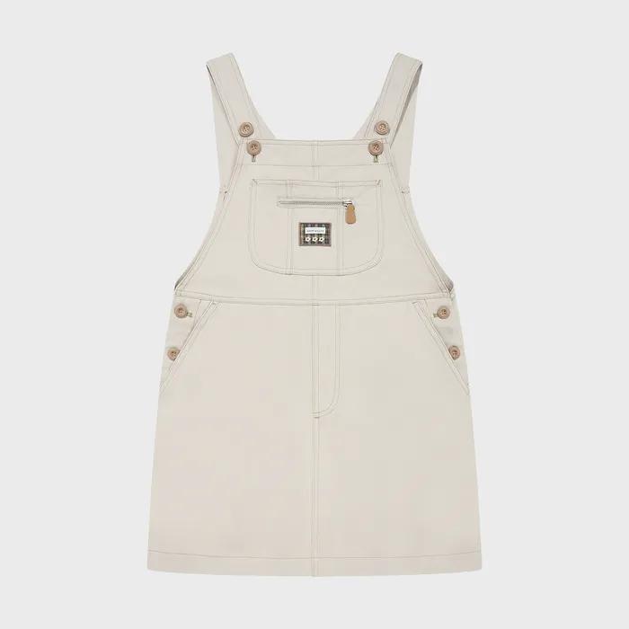 우먼스 체크 릴리 오버롤 원피스 에크루