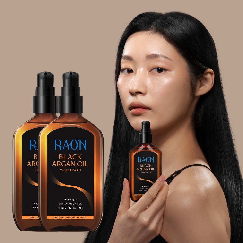 [1+1] 라온 블랙 아르간 오일 헤어에센스 비건 유기농 100ml 2개 (열보호 미용실)