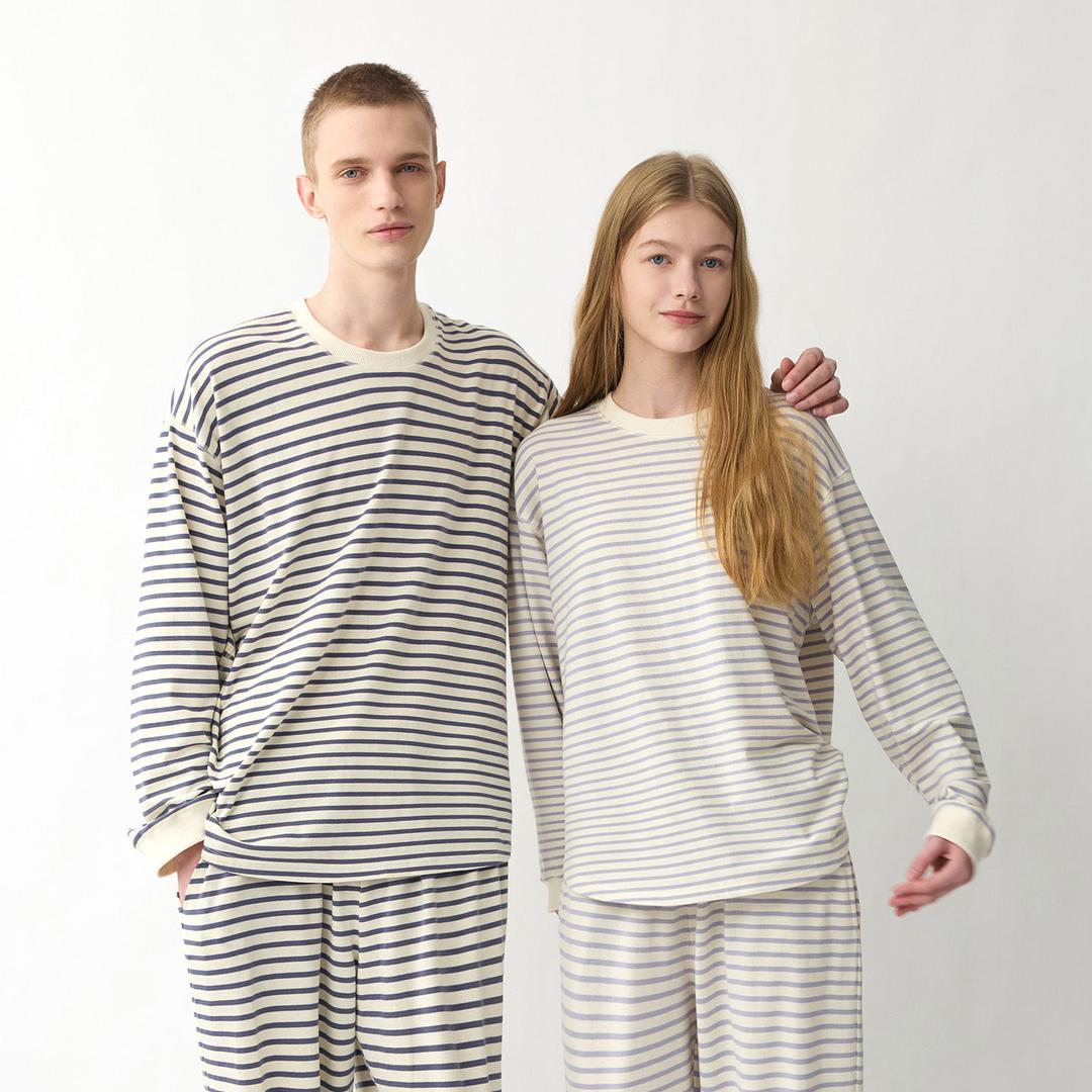 에이슬 스트라이프 커플 잠옷 세트 홈웨어 신혼부부 파자마 긴팔 긴바지