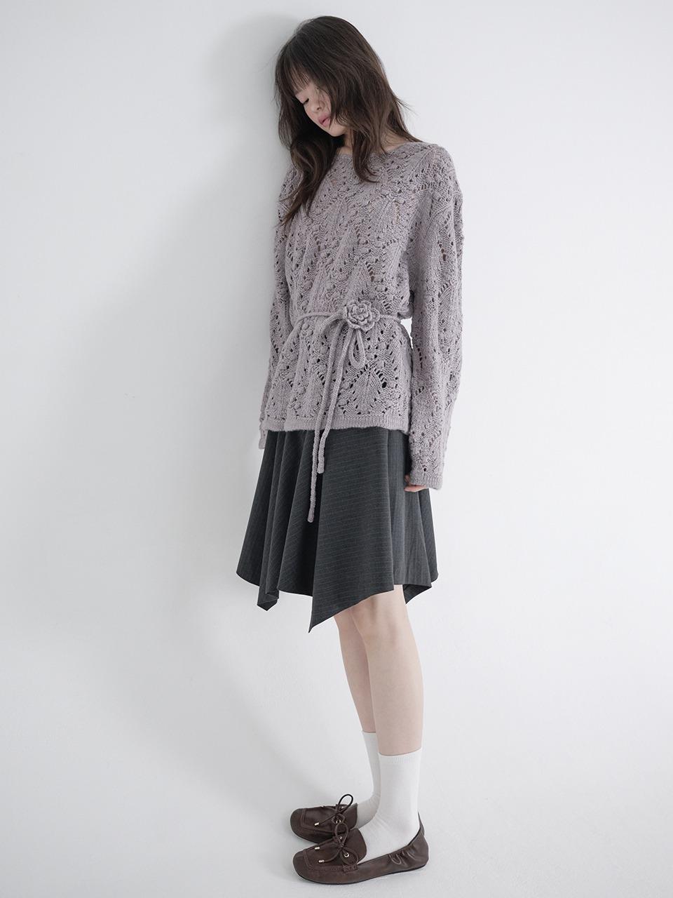 CORSAGE POINTELLE PULLOVER (PURPLE)